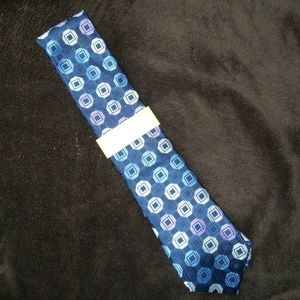 Michael Kors silk tie purple blue white prints